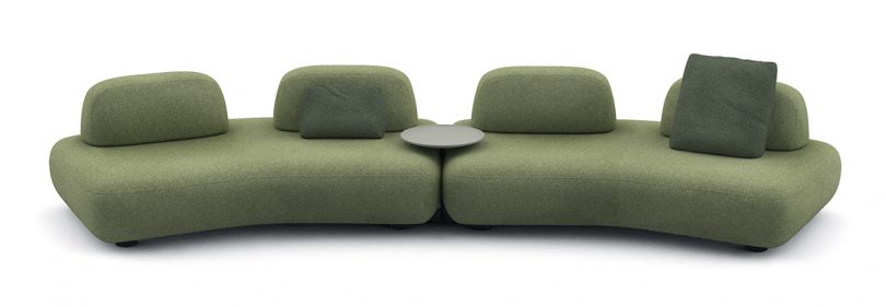 army green modular sofa on white background