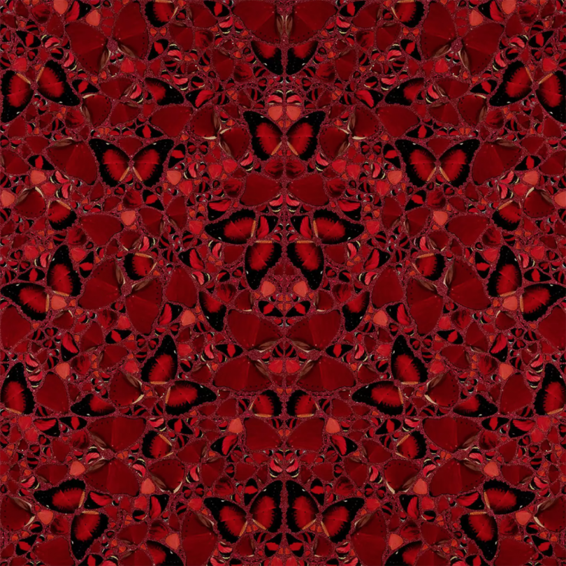red and black patterned artwork