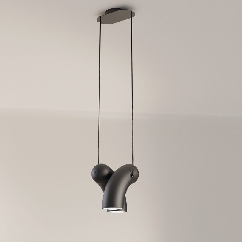 black hyphen-shaped pendant lighting