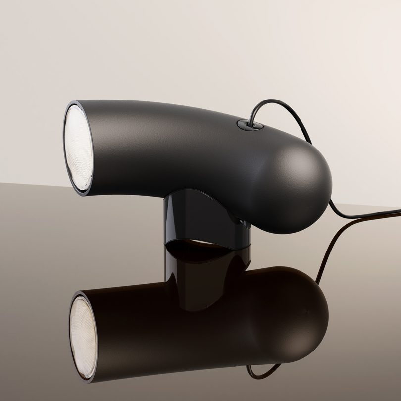 black hyphen-shaped table lighting