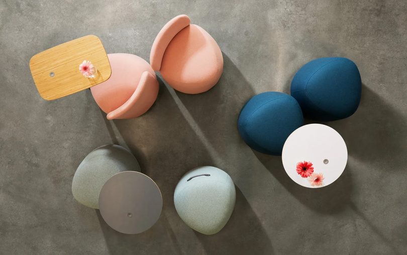 overhead photo of modern colorful stools