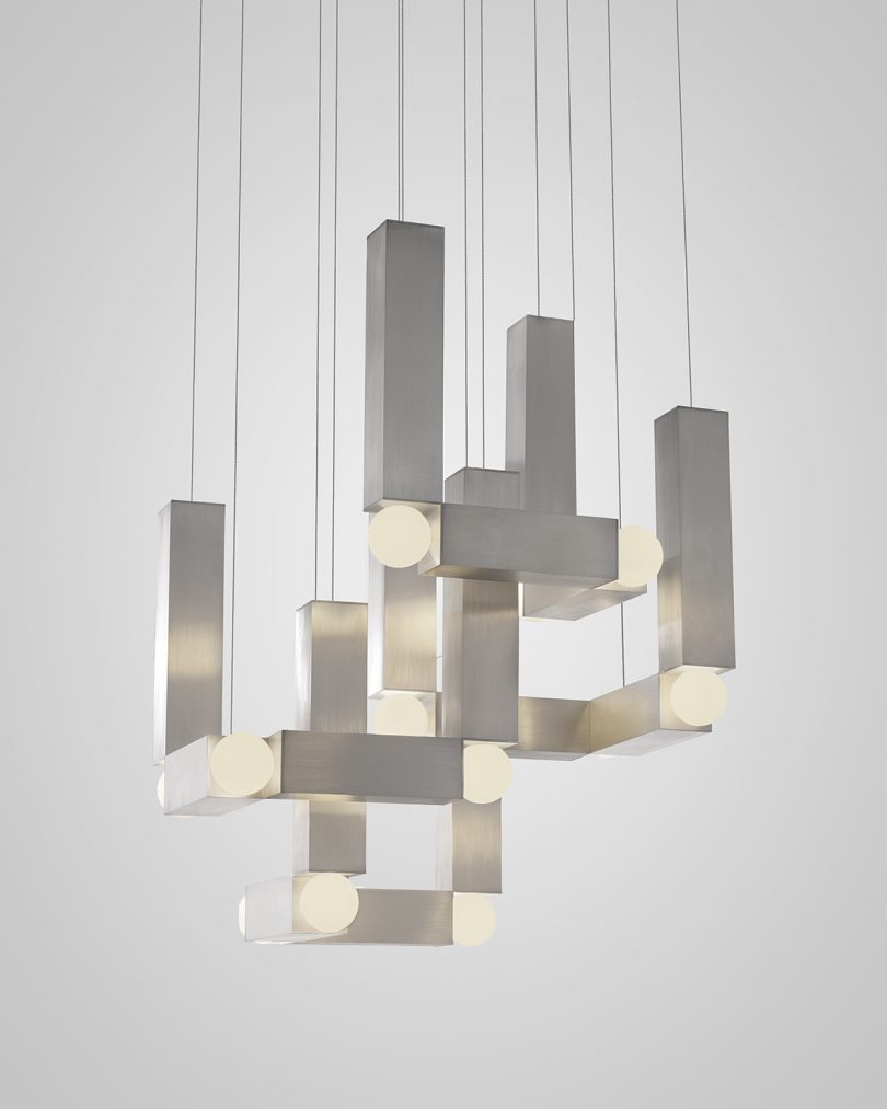 abstract silver hanging pendant light