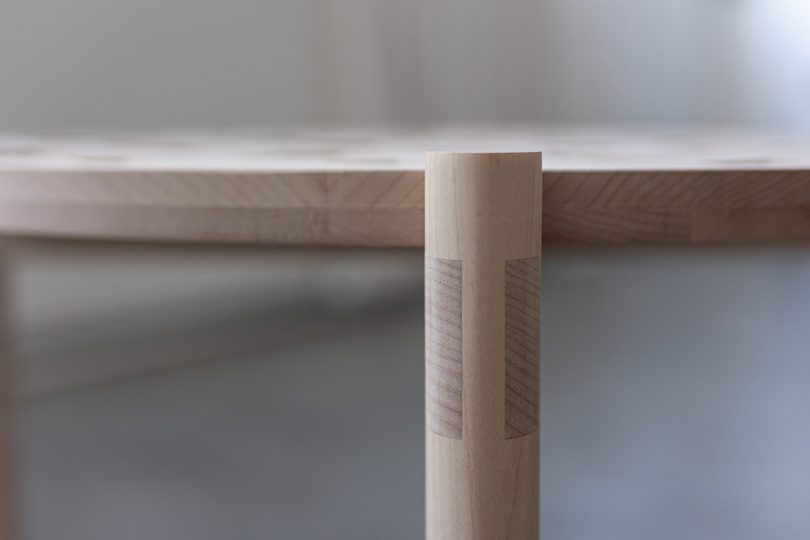 detail of wood table