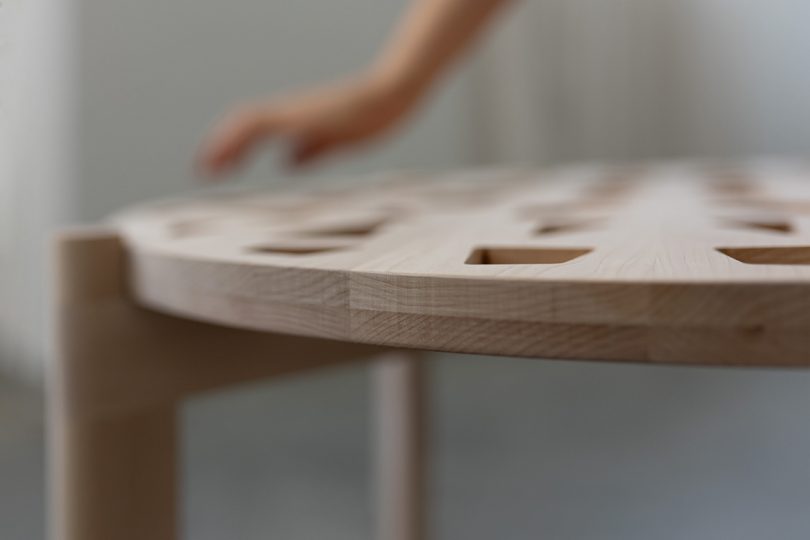 detail of wood table