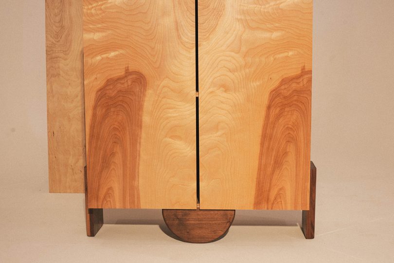detail of two door wood cabinet