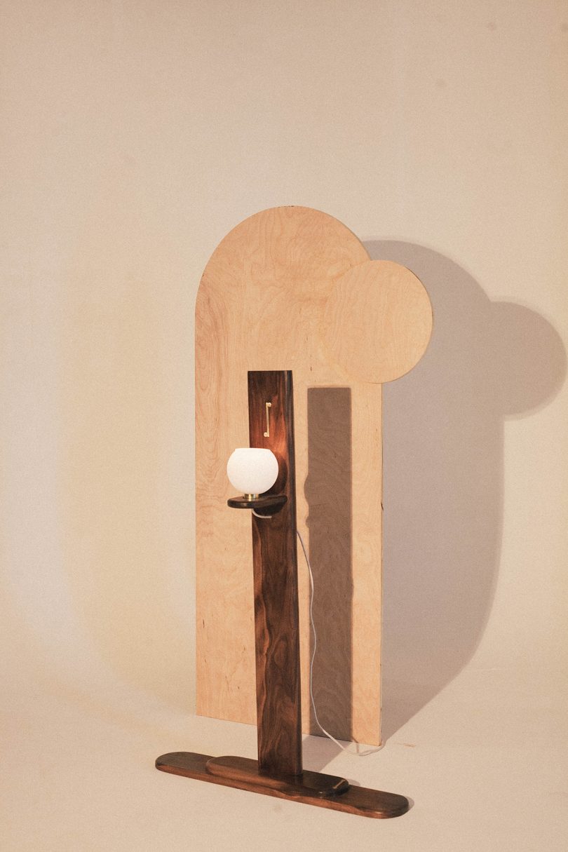 wood floor lamp with globe light