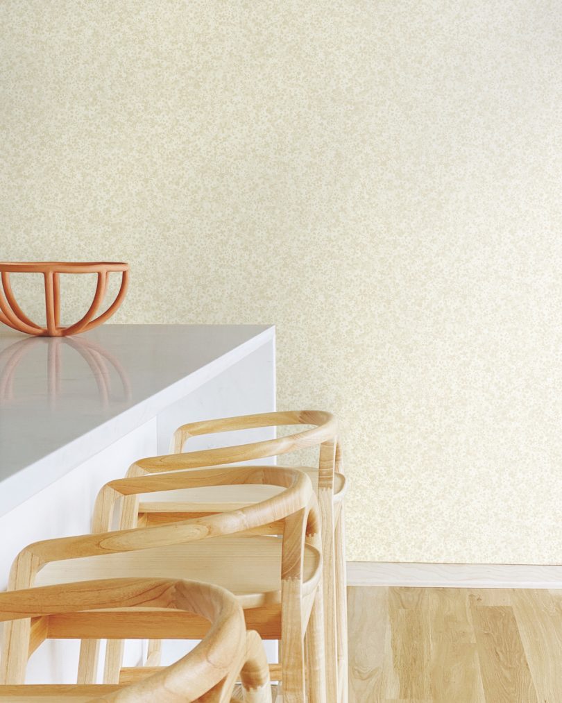 kitchen island with wallcovering