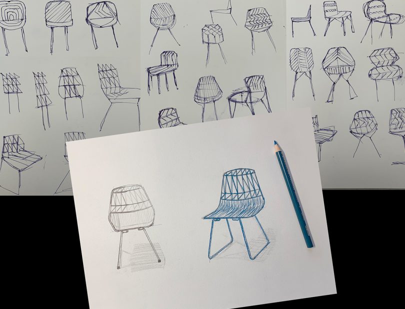 sketches of the Good Lucy folded chair