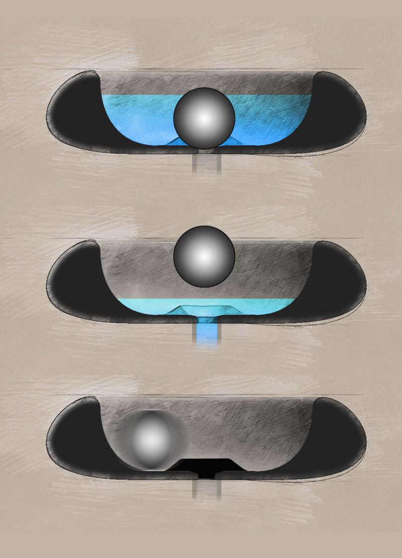 marble sink with marble ball plug concept drawing
