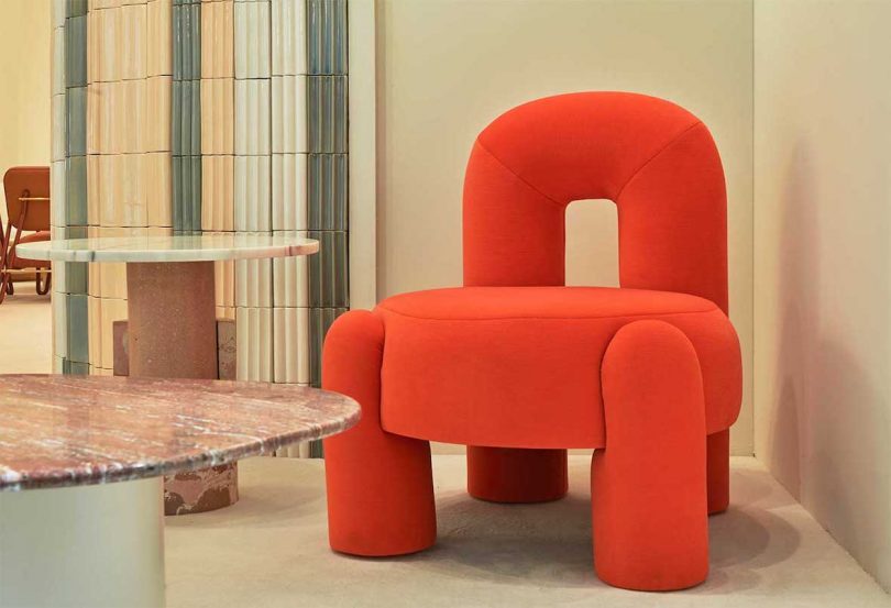 oversized red armchair