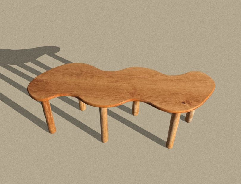 squiggly bench with shadow