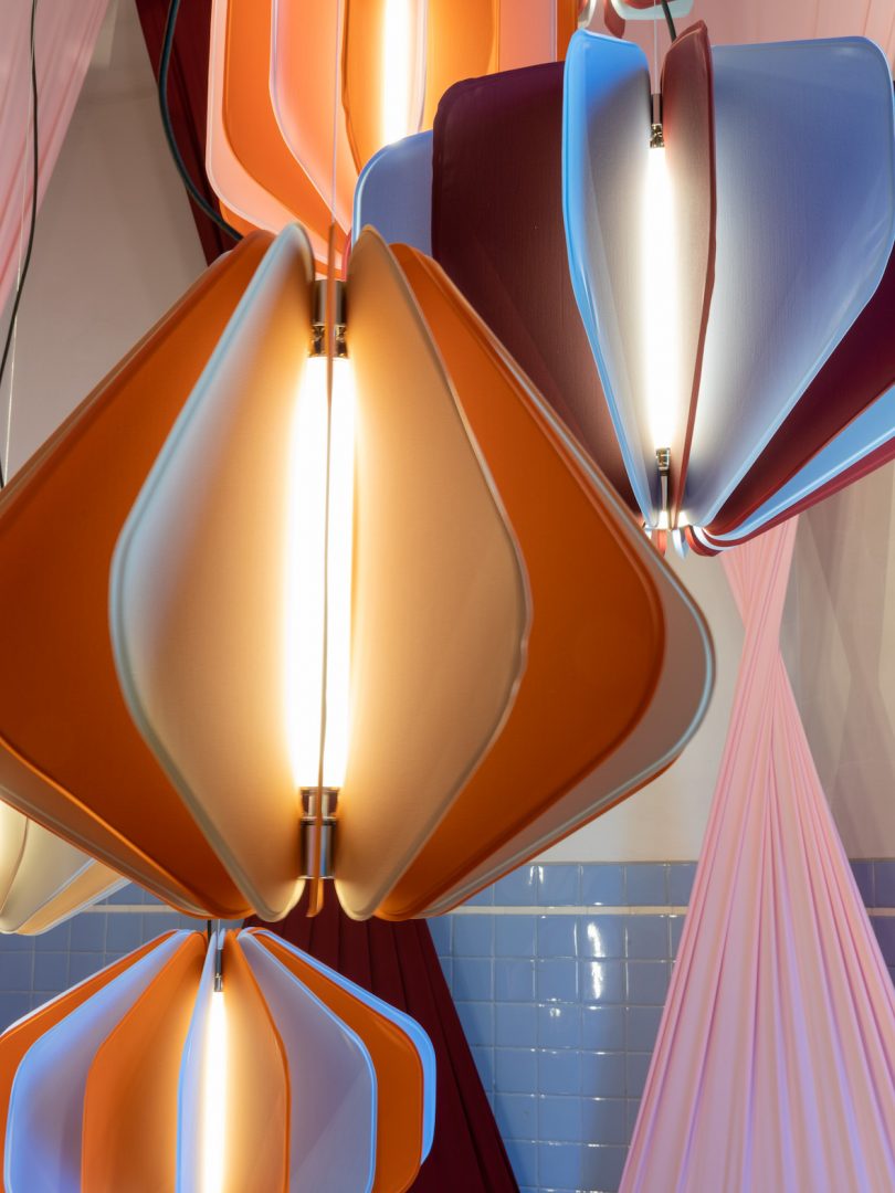 colorful lycra lamps by Serena Confalonieri
