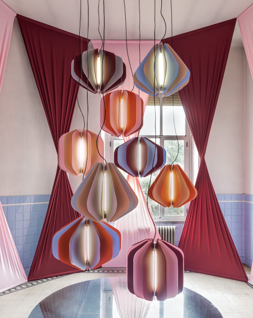 colorful lycra lamps by Serena Confalonieri