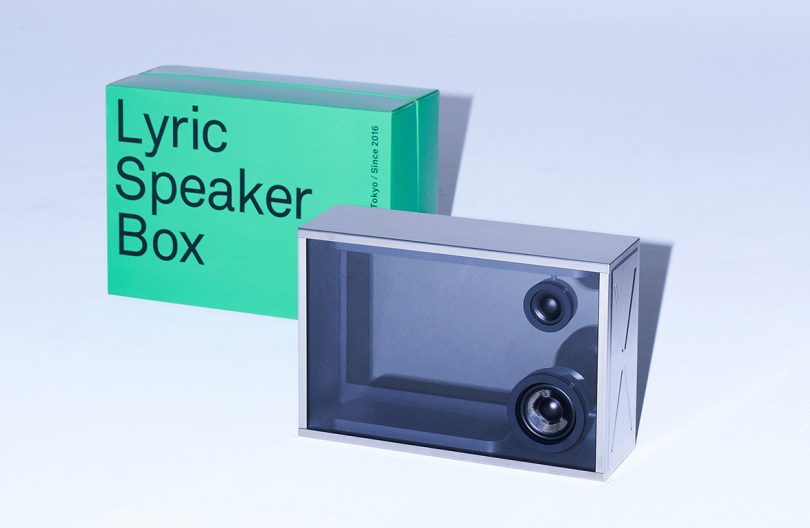 transparent speaker with green box behind it