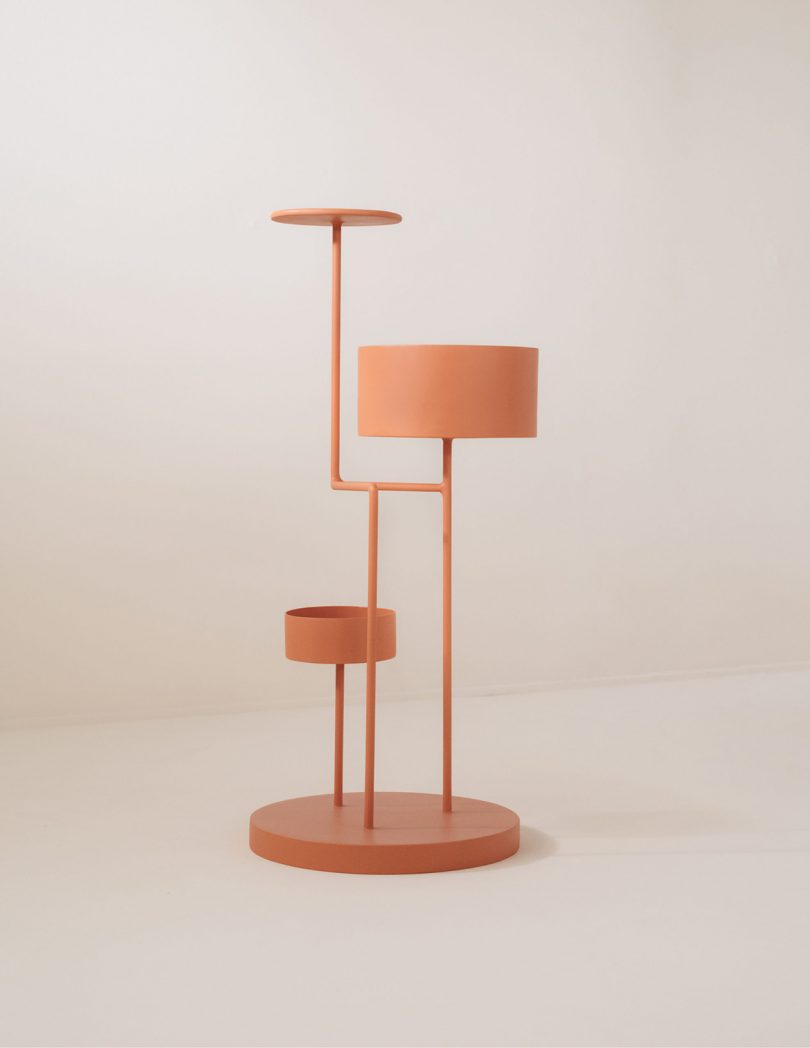 coral colored functional sculptural object
