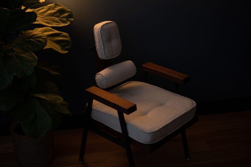 modern ergonomic chair in shadowed light