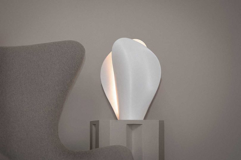 sculptural white table lamp