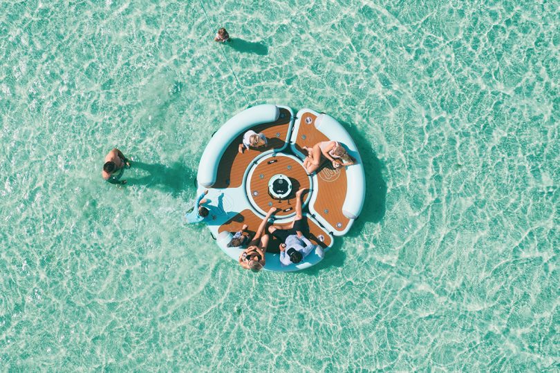 overhead image of a round floating circle of seating