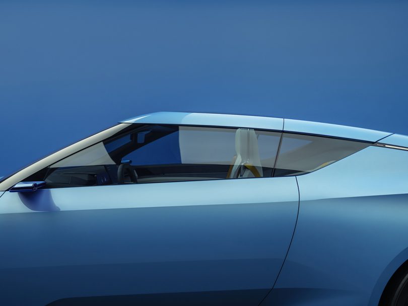 Side view of Polestar 6's angled roofline and wraparound windshield.