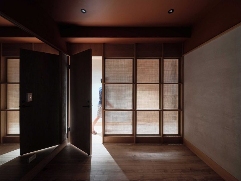 interior shot of modern apartment in natural materials and neutral colors