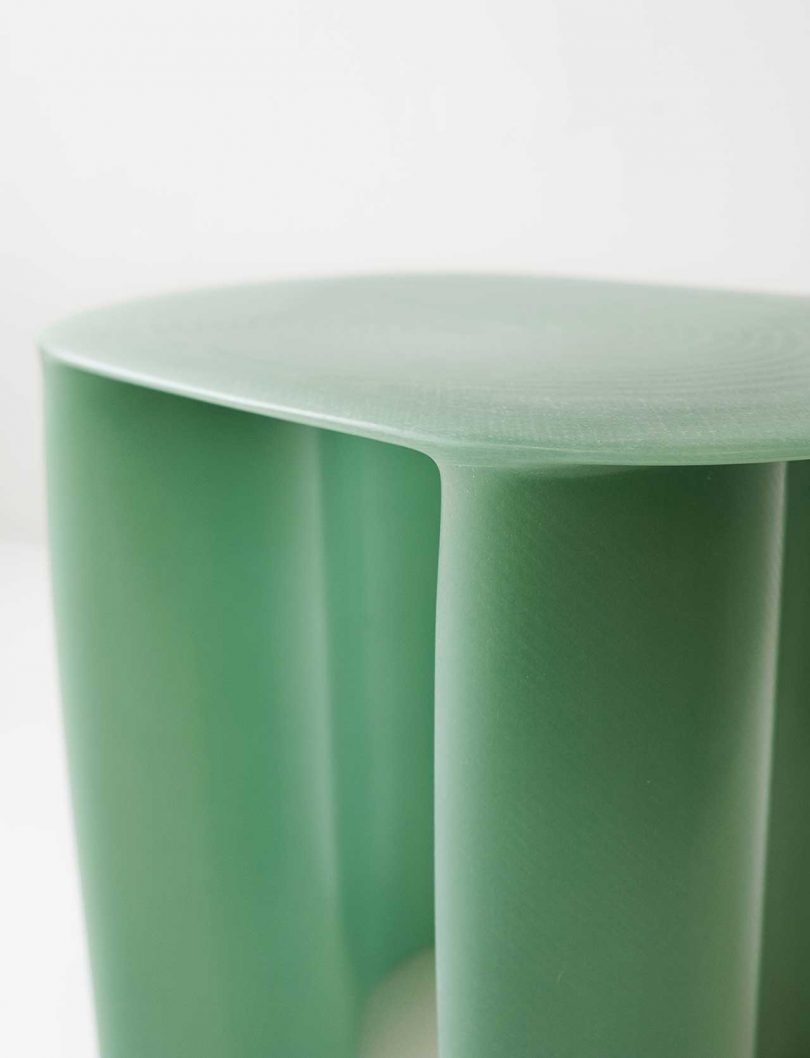 detail of green resin table