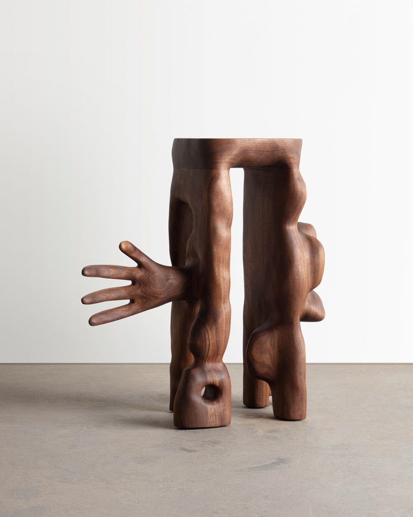 abstract sculptural wood side table
