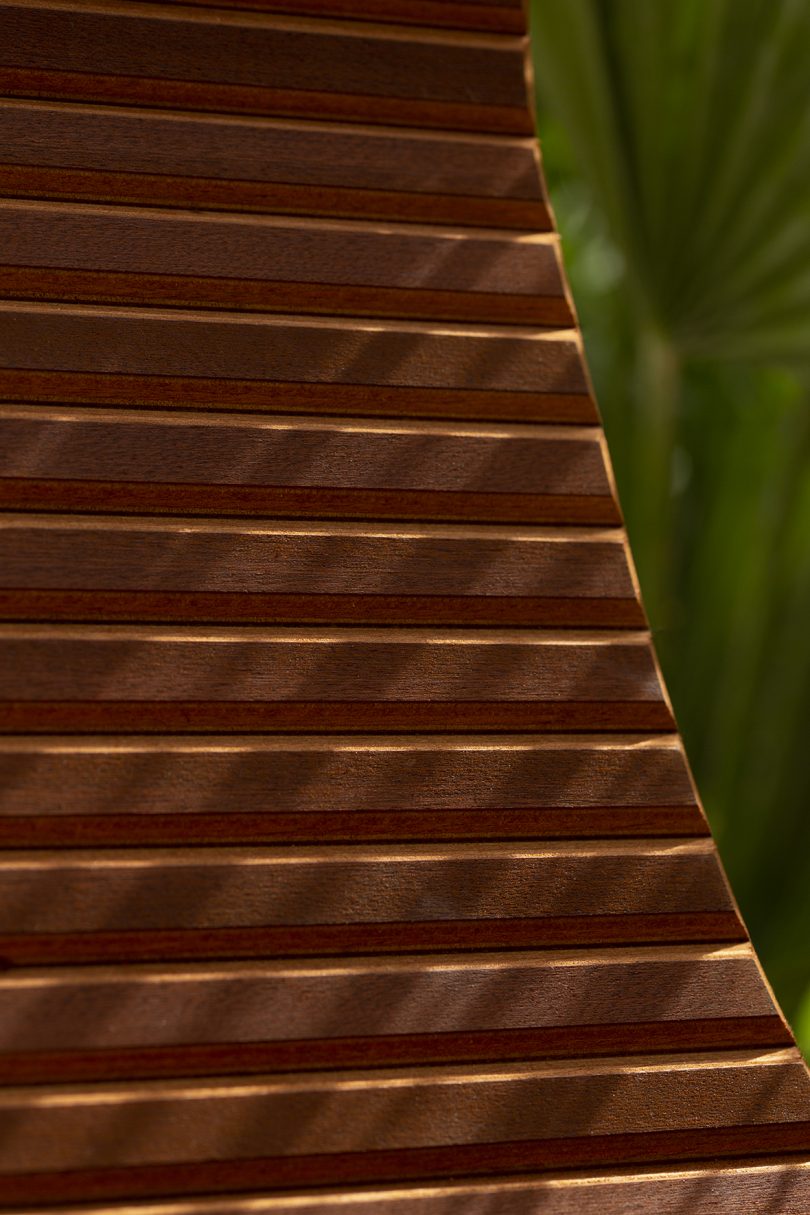 detail of outdoor wooden furniture