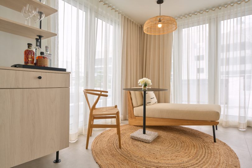 A Wishbone chair seen in the penthouse suite
