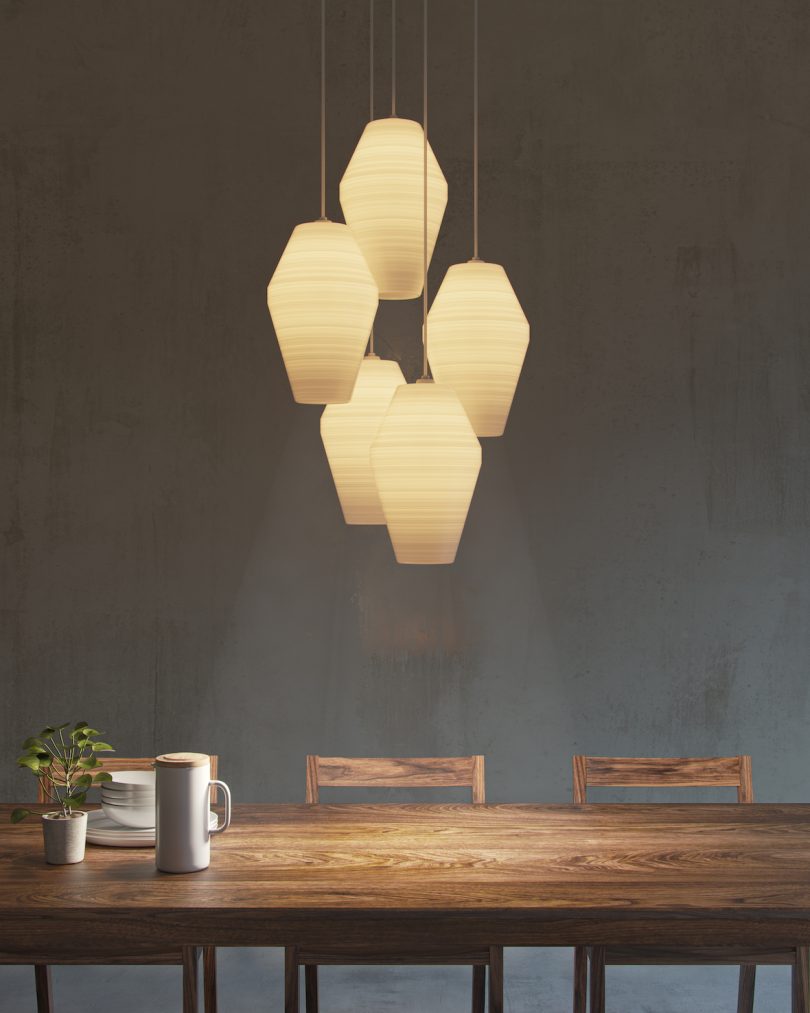 sustainable lights over dining table