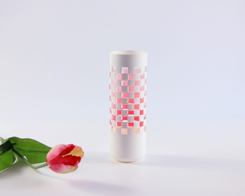 white and pink gradient cut-out vases