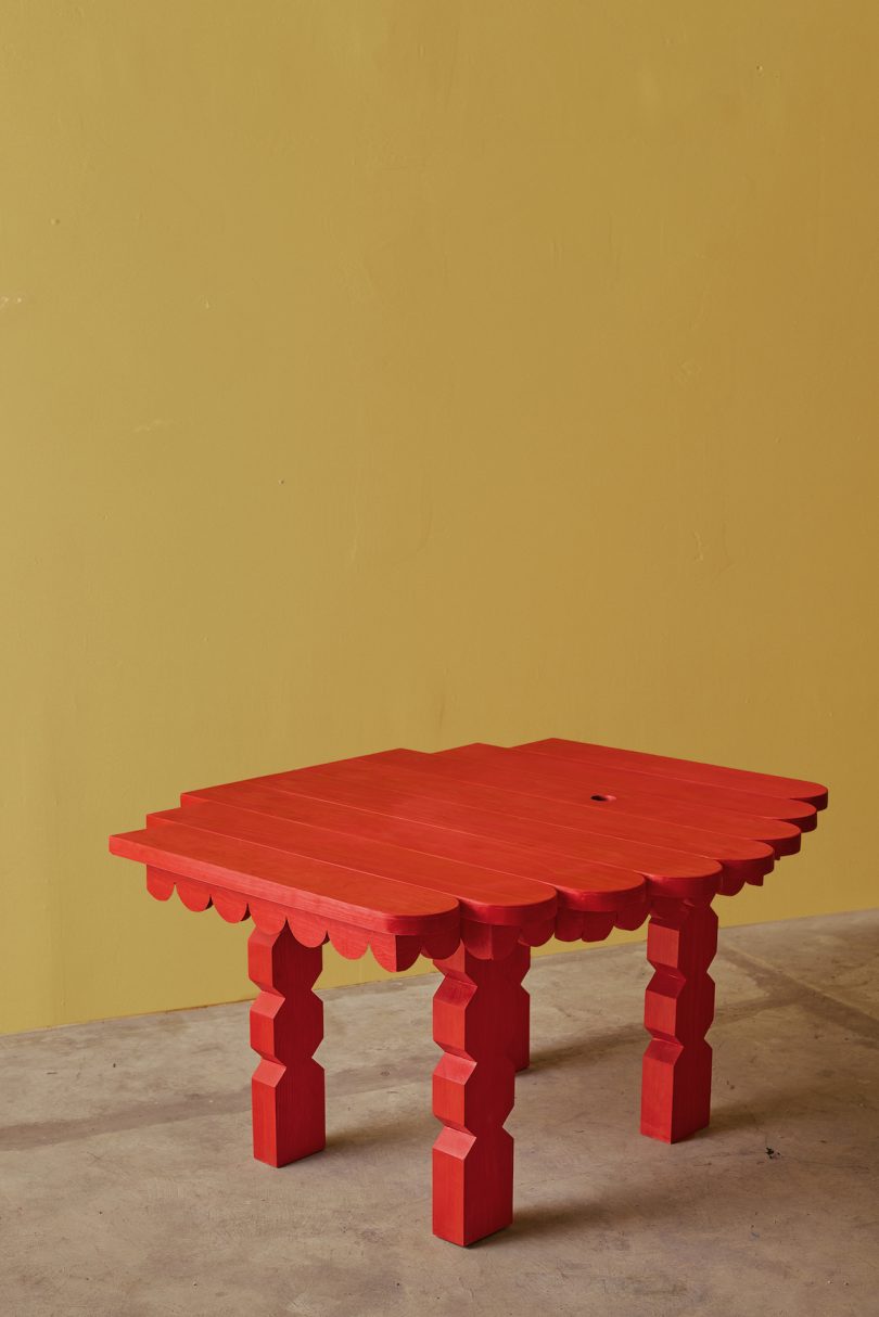 red coffee table