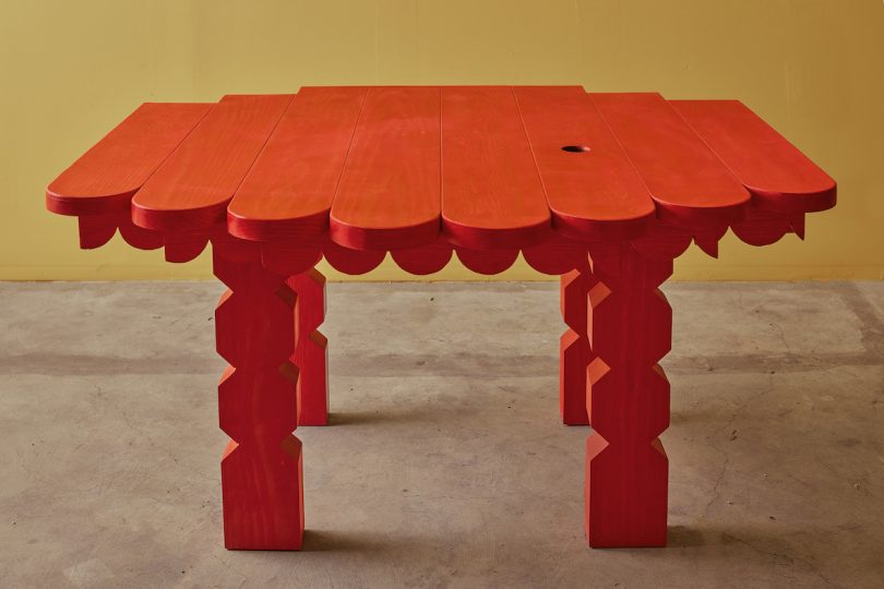 red coffee table