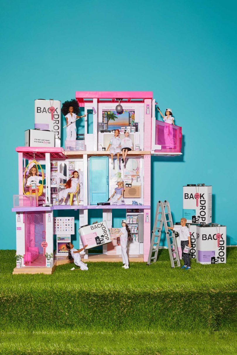 mini set of Backdrop paints with Barbie Dreamhouse