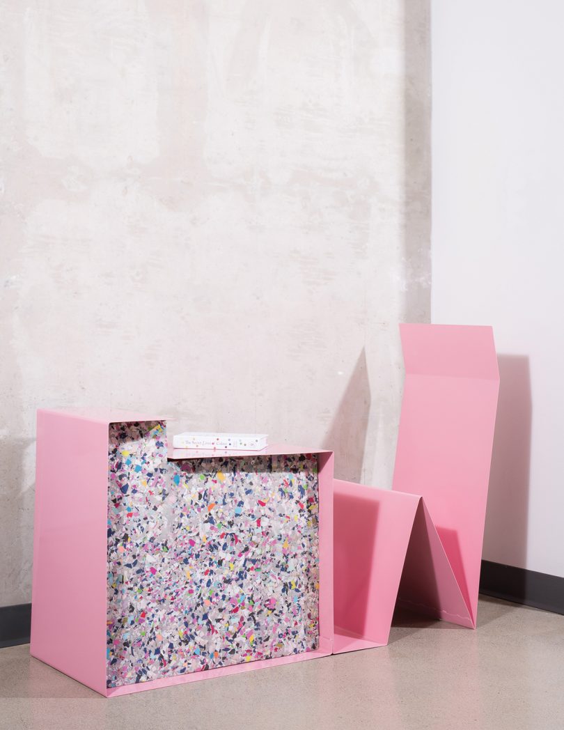 piece of pink sculptural furniture