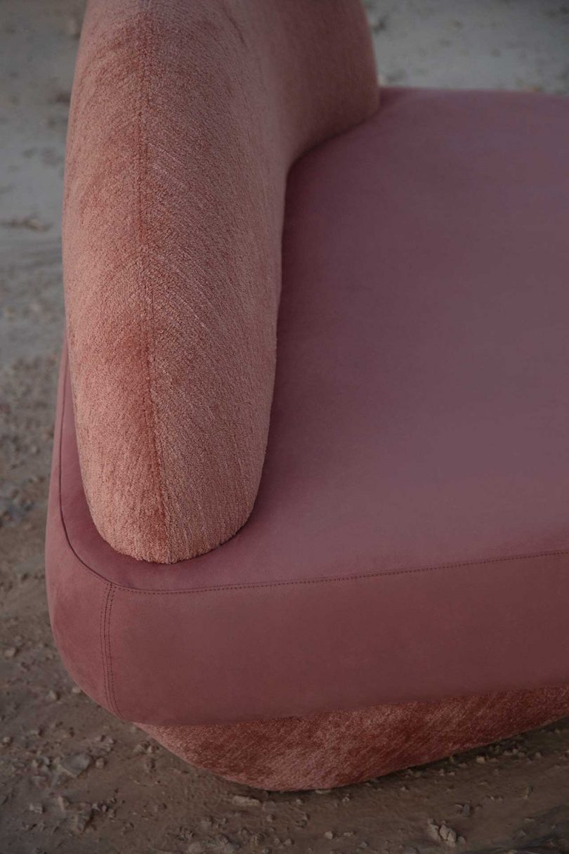detail of rounded pink chair