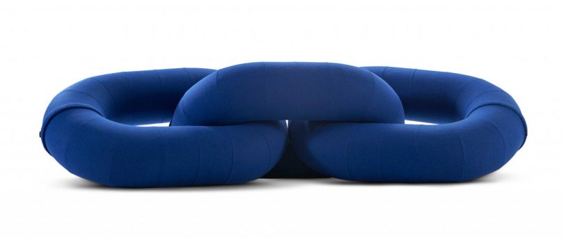 royal blue link sofa on white background