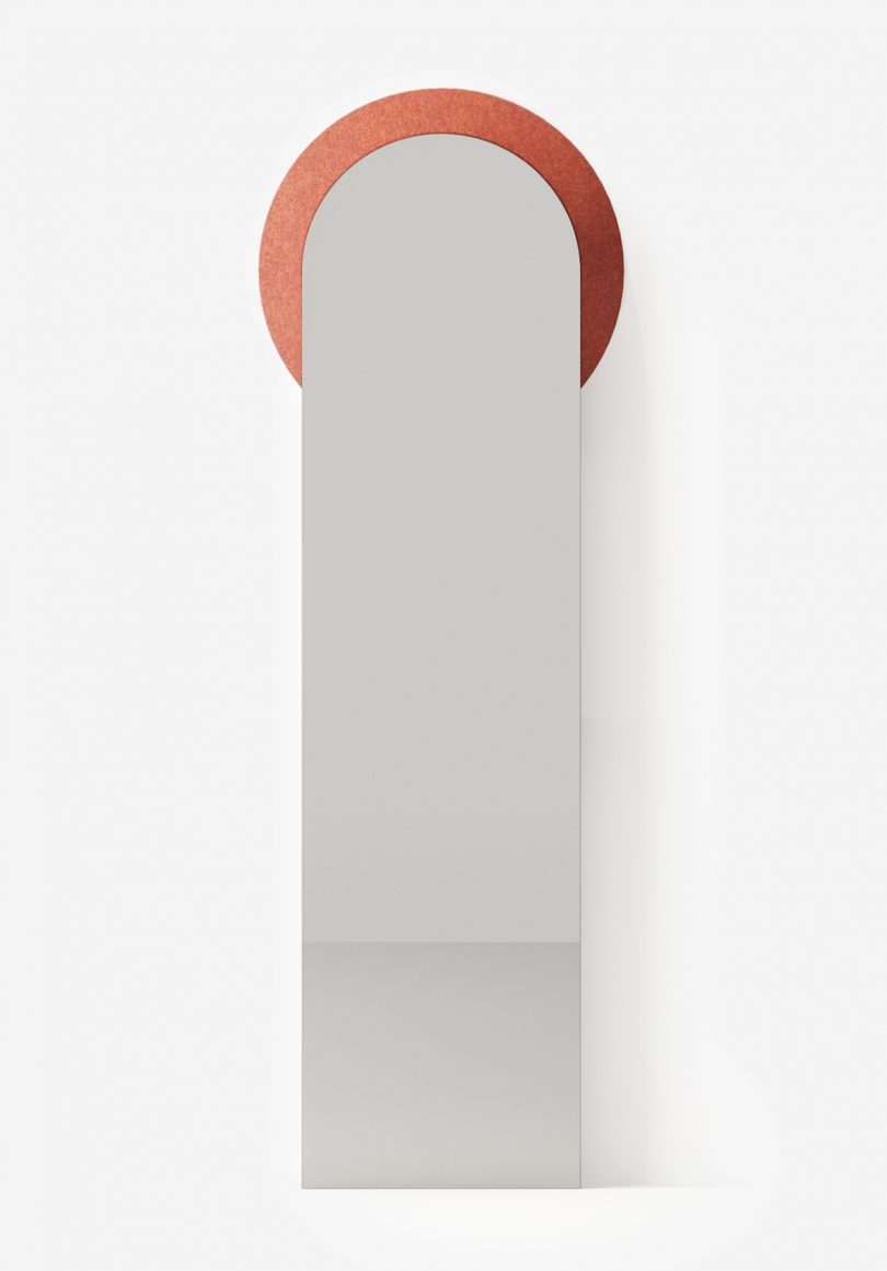 elongated mirror on a white background