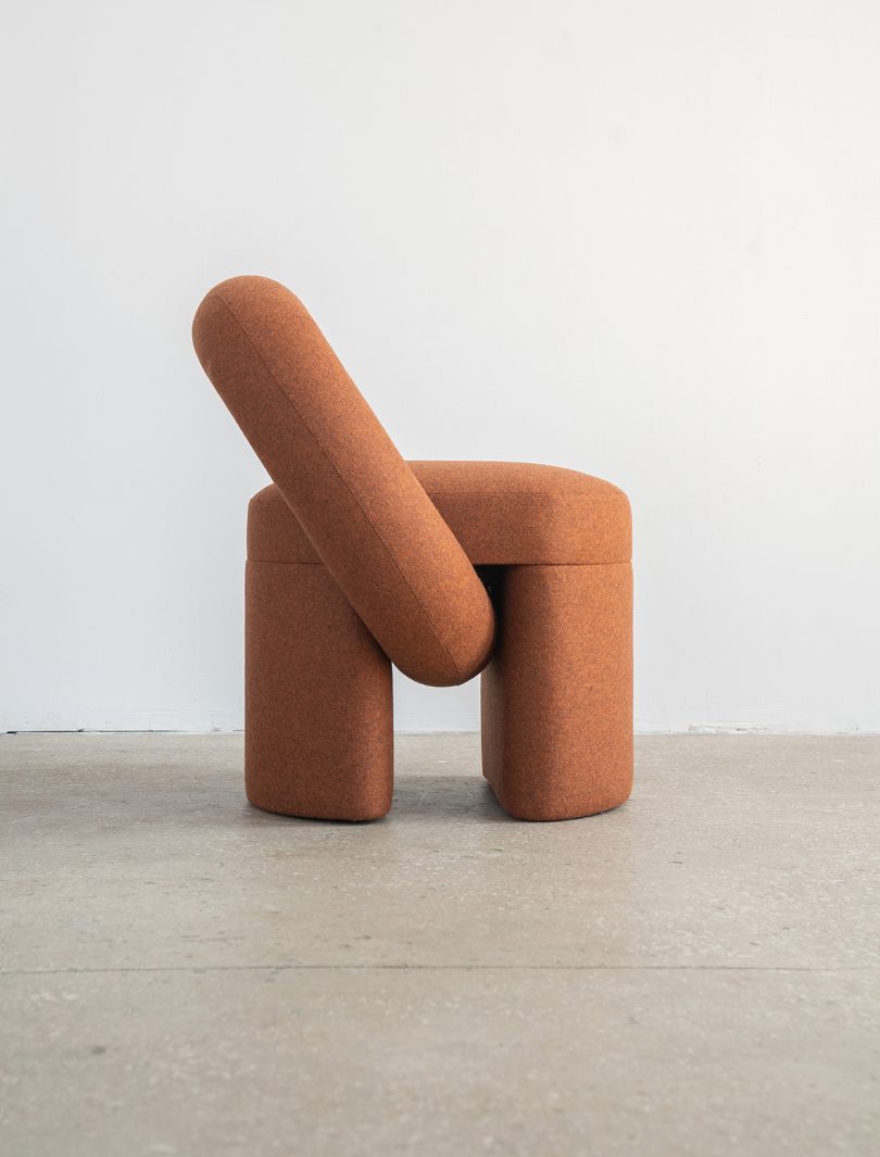 side view of modern orange armchair