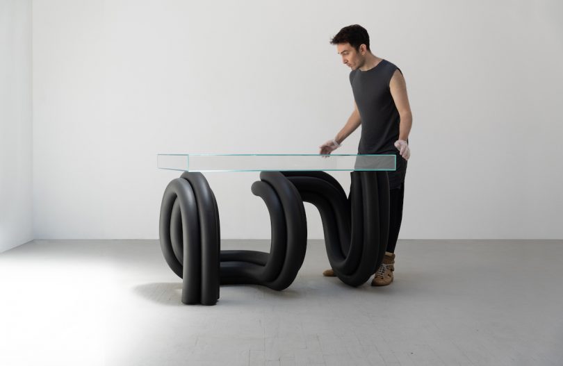black cylinder table