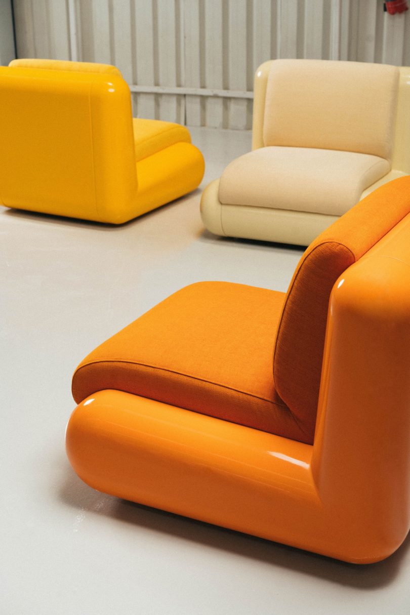 orange yellow cream modular chairs