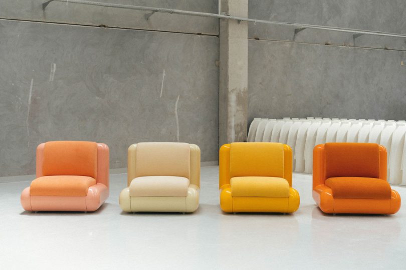 pink cream yellow orange modular chairs