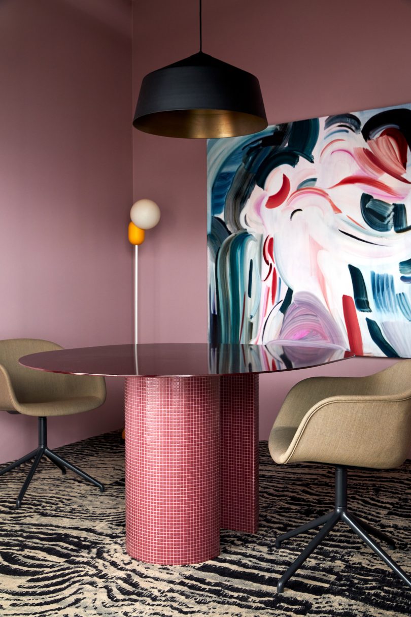 abstract painting and modern furniture