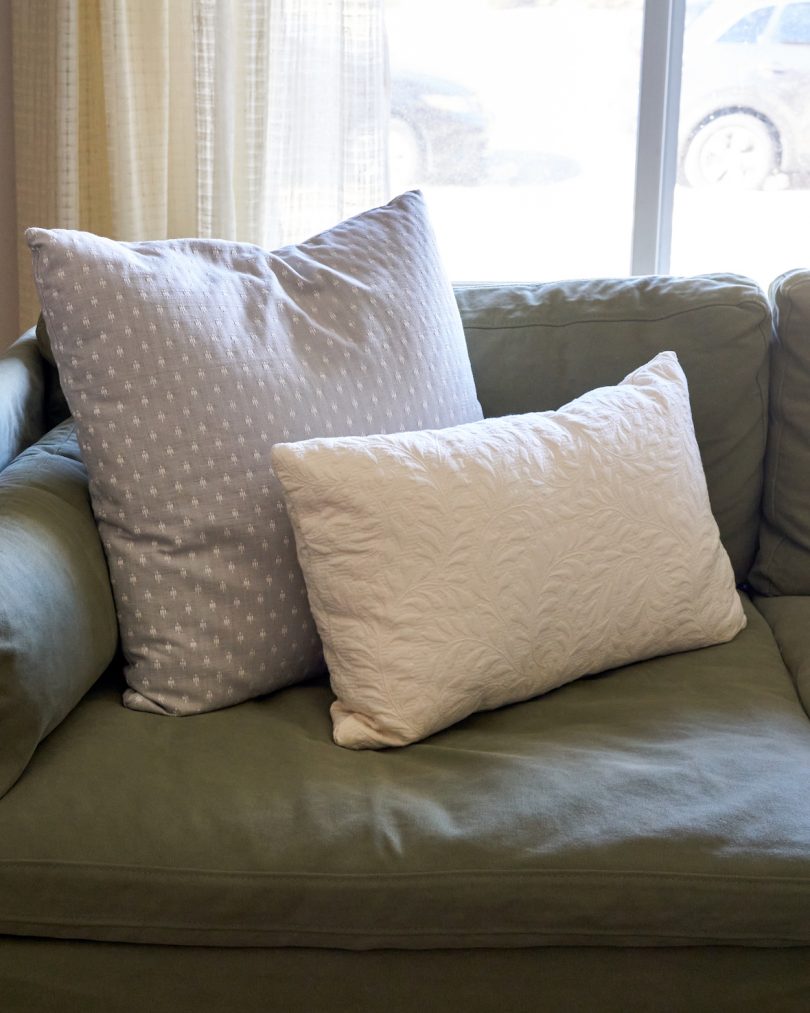 custom grey and white pillows