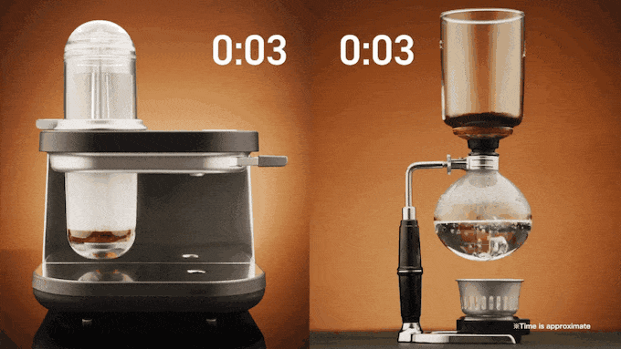 Siphon coffee extraction comparison between Syphonysta and traditional extraction.