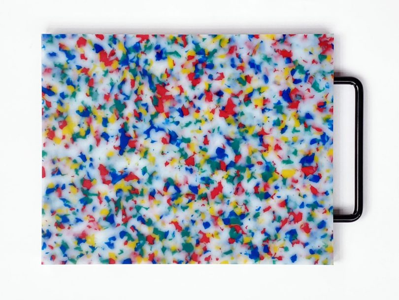 multi-colored confetti cutting board