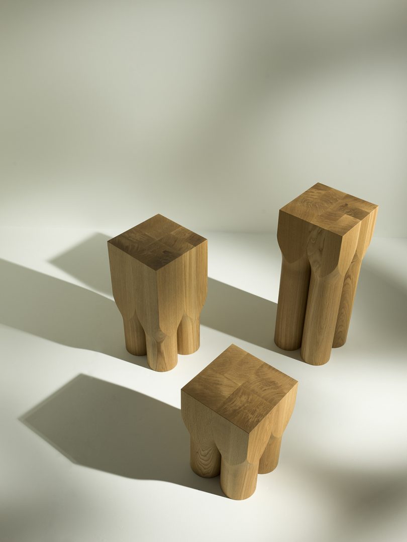 three medium wood accent tables