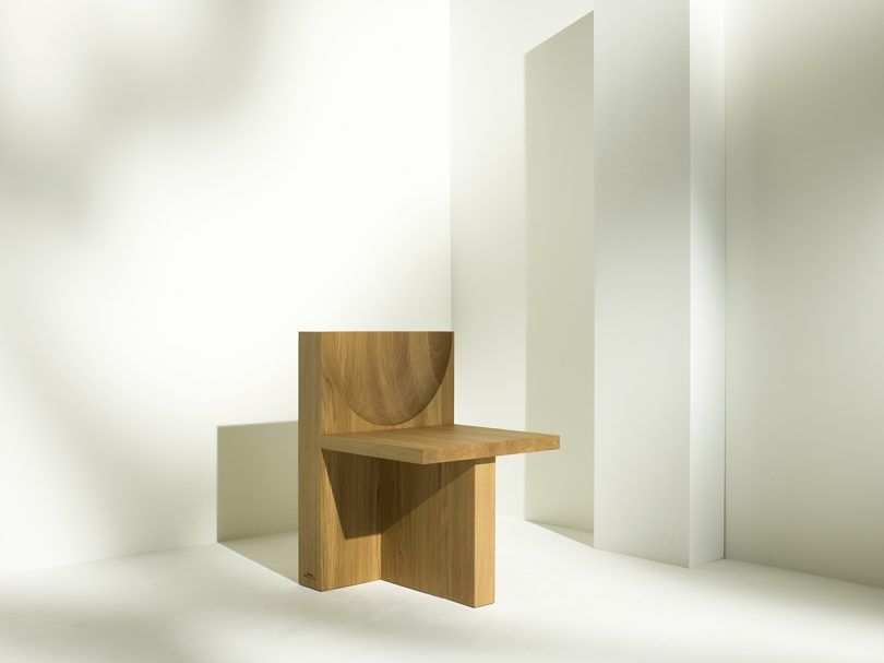 medium wood angular chair