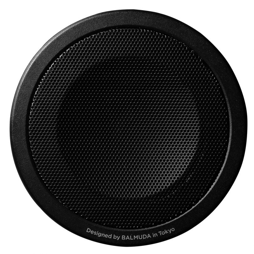 closeup of BALMUDA black speaker