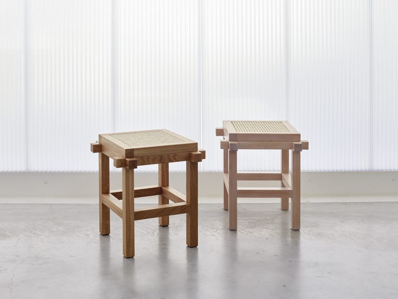 two wood stools