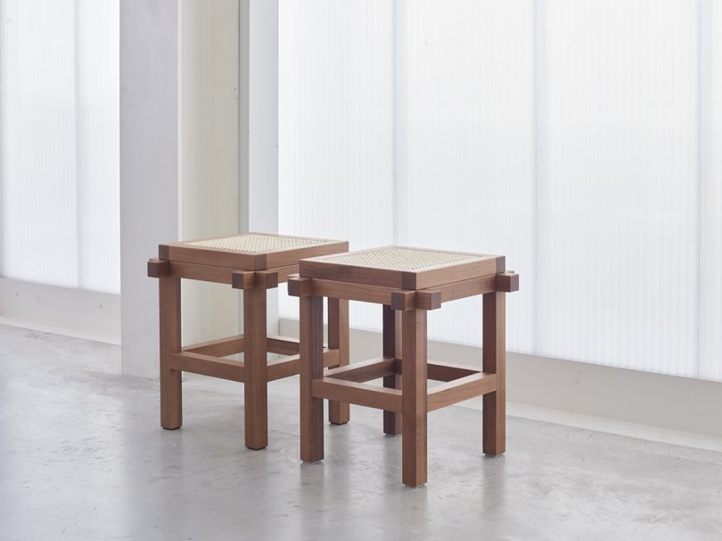 two wood stools